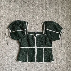 Madewell Dark Green Puff Sleeve Top
